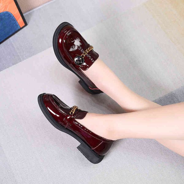 

dress shoes metal british style patent leather small shoes women spring and autumn fashion college with one foot on thick soled zcbx, Black