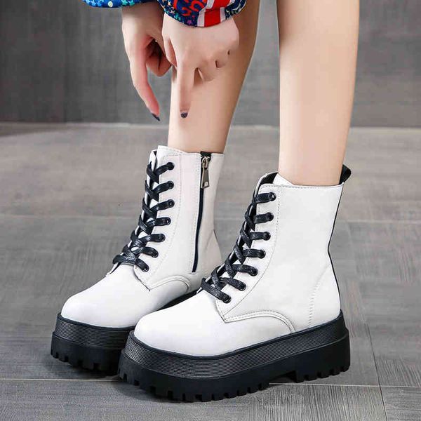 

boots the ladies in plutonium leather platform toe round foot zipper combat women's chunky winter shoes ycr2 ybtg, Black