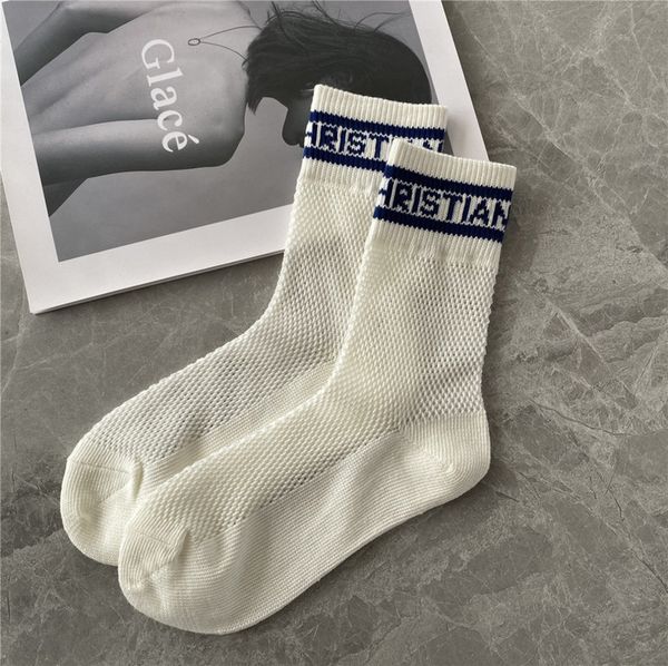 

fashion womens classic hosierys brand thin cotton mesh knitted socks middle ancient sock fishing net hollowed spring summer letter short tub, Black;white