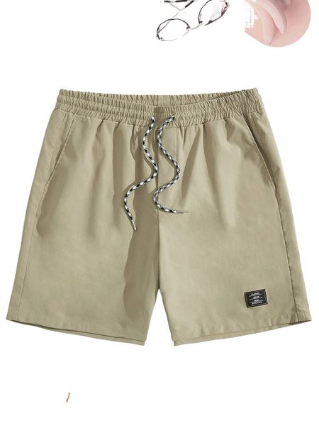 

men letter graphic drawstring waist shorts e0wi#, White;black