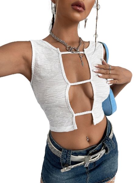 

cut out crop tank x6qq#, White