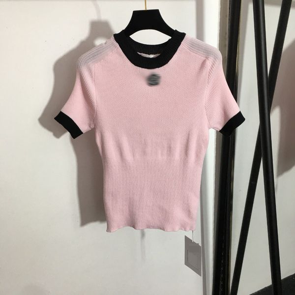 

301 2022 spring autumn brand same style sweater short sleeve white black crew neck pullover fashion womens clothes womens weini
