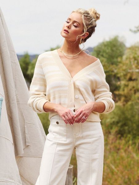 

motf x hannah g viscose striped cardigan l2wl#, White;black