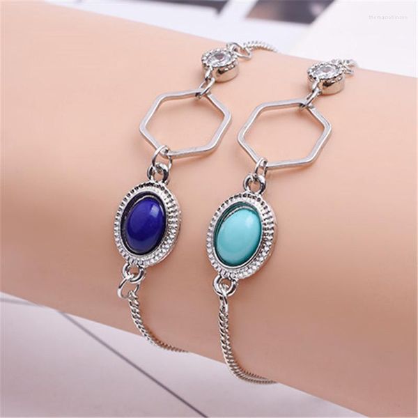 Fashion Pulseras Bijoux Retro Geometric Faux Marble Stone Bracciale Bangle per uomo Gioielli Ragazza Regalo Charm Bracciali Braccialetti Catena a maglie