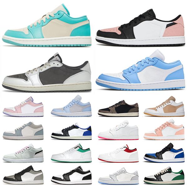 

reverse mocha jumpman 1 1s low designer basketball shoes for mens womens mighty swooshers pink bleached coral university blue sports sneaker