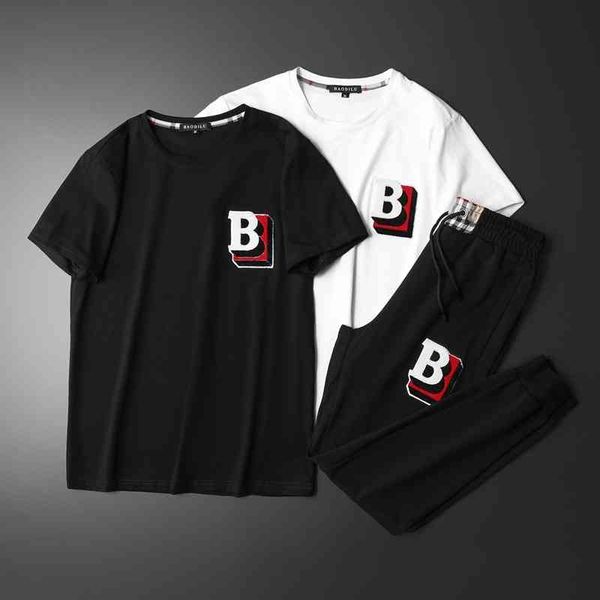 

men's sports fashion trend brand clothing 2022 summer new simple mercerized cotton leisure suit flash sale recommend sell, Gray