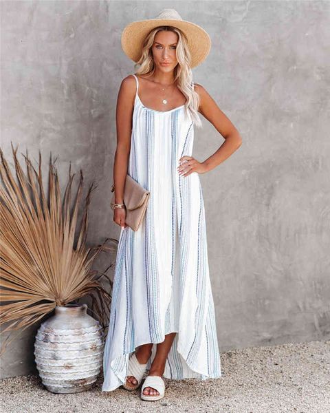 

casual dresses summer bohemian resort stripe print suspender dress 5c1x, Black;gray