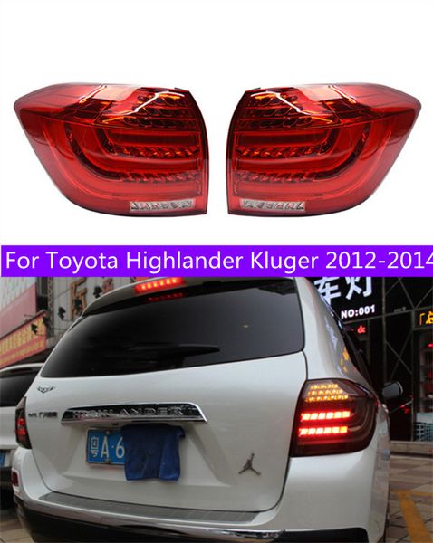 

2 pcs car tail lights parts for toyota highlander kluger 2012-2014 taillights rear lamp led signal brake reversing parking