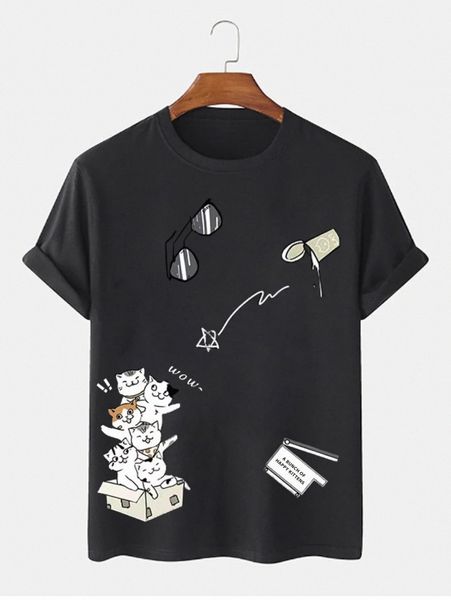 

men cartoon & letter graphic tee i3zz#, White;black
