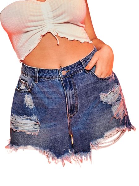 

premium plus ripped raw cut denim shorts c3ud#, White;black