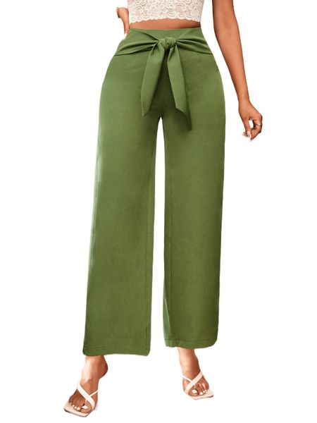 

sxy high waist knot front wide leg pants 32cy#, Black;white