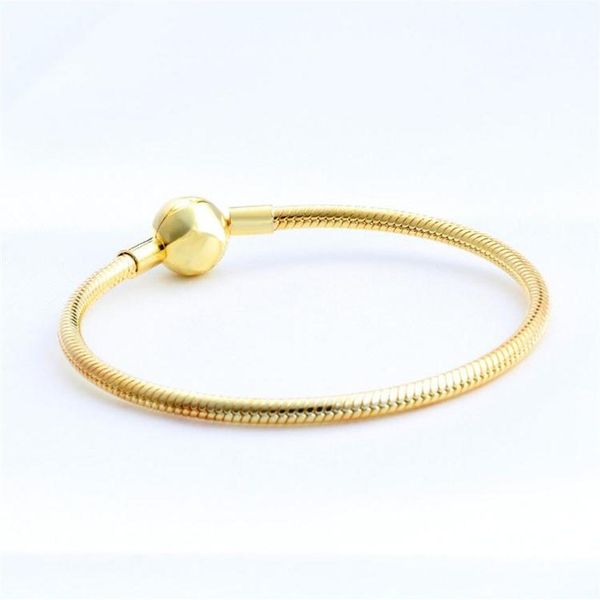 

new mens 18k yellow gold plated ball clips bracelets original box set for pandora 925 silver snake chain bracelet for women weddin235s, Golden;silver