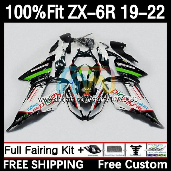 Spritzgusskörper für KAWASAKI NINJA ZX 636 600CC ZX636 19-22 Karosserie 6DH.17 ZX 6R ZX-6R ZX6R 19 20 21 22 Rahmen ZX-636 2019 2020 2021 2022 OEM-Verkleidungsset weiß grün