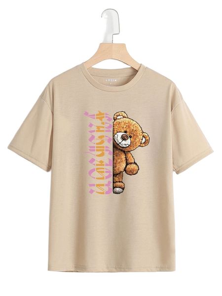 

letter and bear graphic tee 787o#, White
