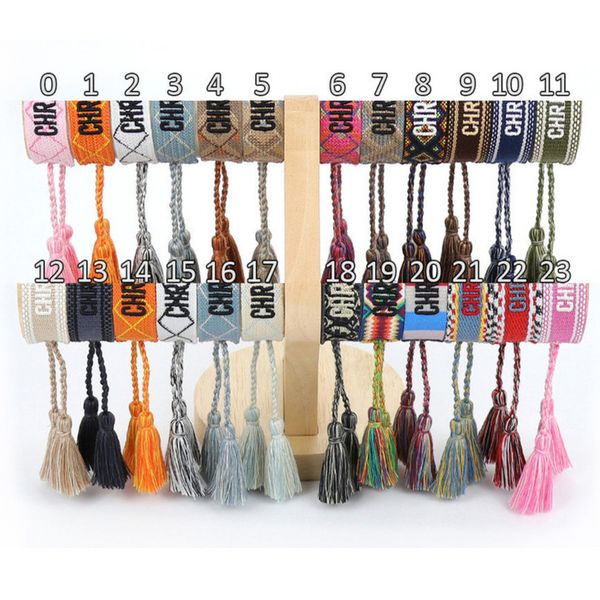 

brand classic fashion bangles bracelets luxury women men handmade signature embroidered woven tassel adjustable bracelet jewelry friendship, Black