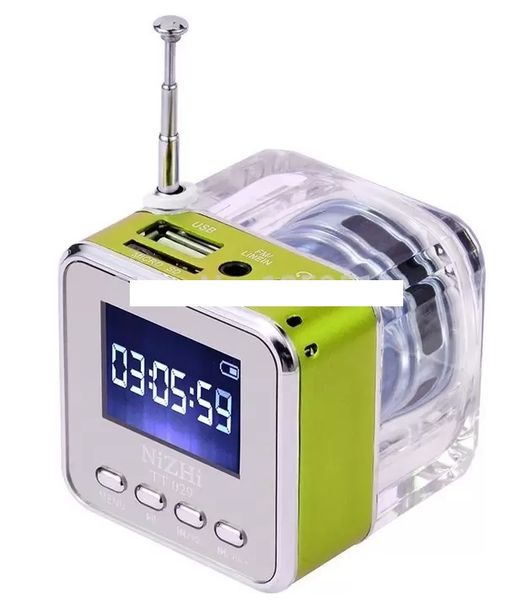 

led crystal mini speaker lcd display mp3/4 music player support micro usb disk fm radio mix color