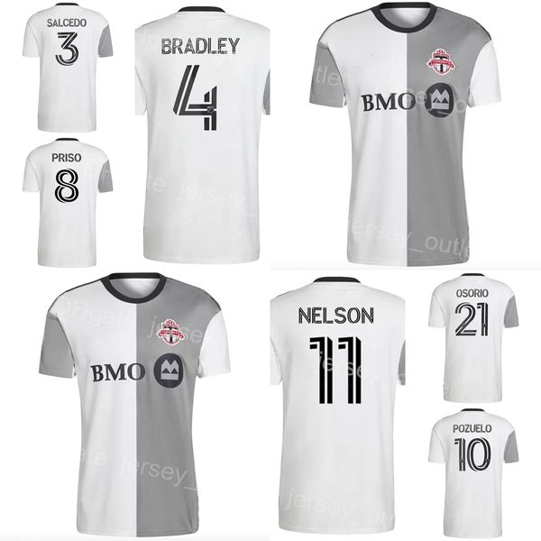 MLS Toronto FC 2022 Soccer 38 Luca Petrasso Jerseys 4 Michael Bradley 11 Nelson Thompson 10 Alejandro Pozuelo 9 Jesus Jimenez 21 Jonathan Osorio Kits de camisa de futebol