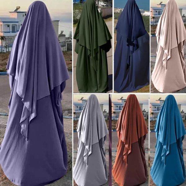 

ethnic clothing eid prayer garment long khimar islamic women hijab sleeveless abaya jilbab ramadan abayas muslim arab niqab, Red