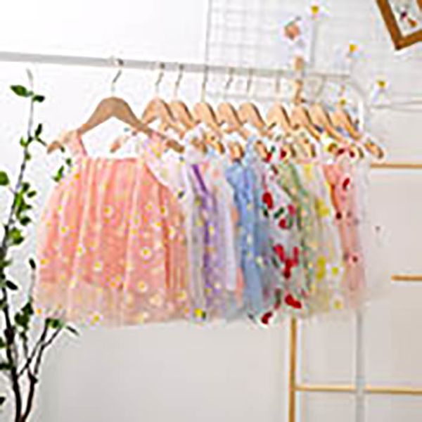 

dress ins baby girls tutu slip kids sling gauze vest dresses summer party elegant agaric lace pineapple flower embroidery skirt 9 colors, Red;yellow