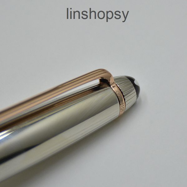 

luxury msk-163 ag925 silver gold clip cute ballpoint pen with series number office stationery writing fluent refill gift pens zjyj, Blue;orange