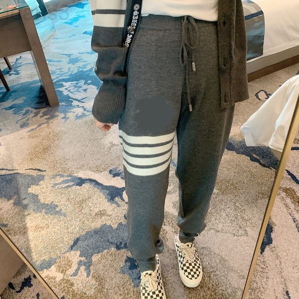 

men's pants designer autumn and winter new horseshoe print three-dimensional embroidery casual pants women's loose thin sports kni, Black