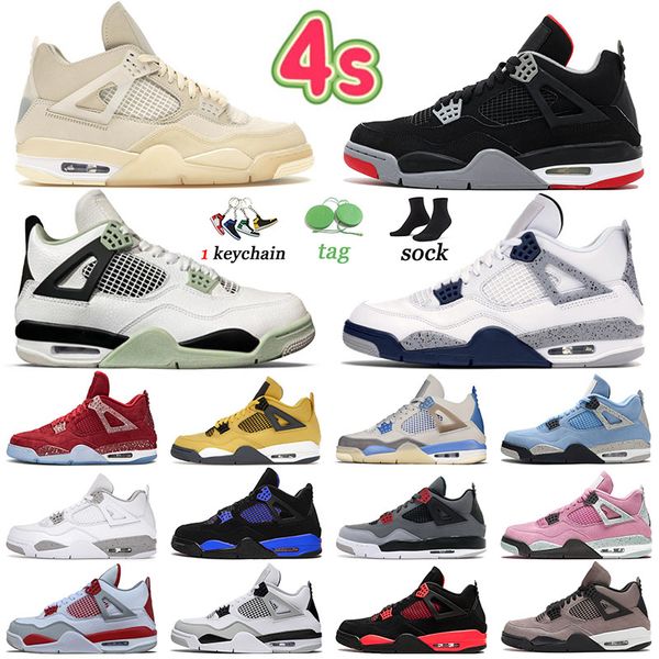 

midnight navy 4 jumpman shoes men basketball sneakers outdoor white oreo red thunder military black royal women sports scarpe 4s black cat t