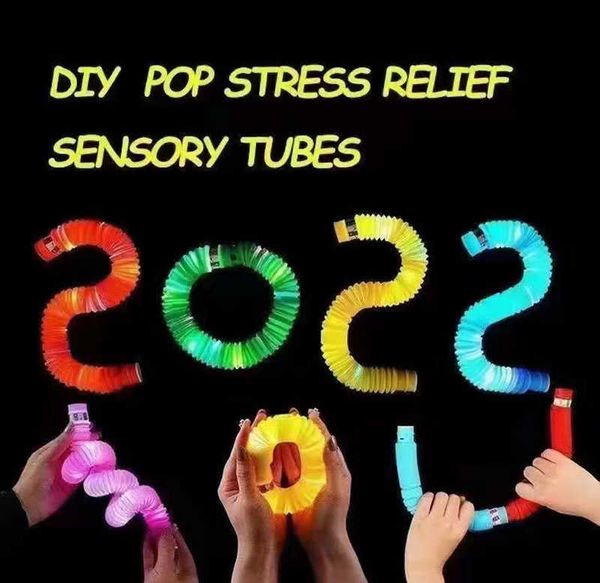 

pop tube luminous fidget toy flash tube color decompression vent toys