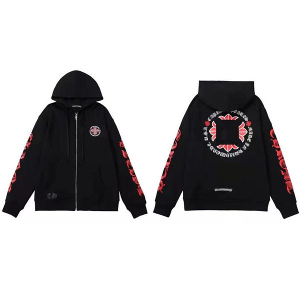 

fashion brand mens classic sweatshirts ch designer hoodies horseshoe cross print jacket women casual quality luxury pullover hooded loose h, Black