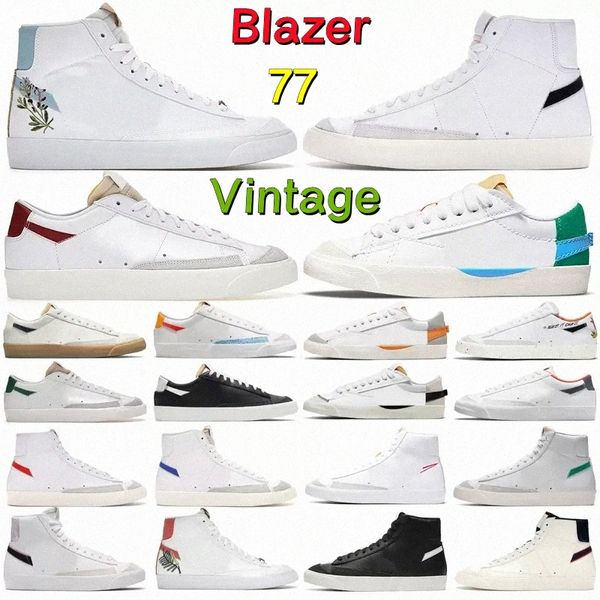 Diseñador de zapatos casuales Blazerss Mid 77 Vintage High Low Hombres Mujeres Jumbo Negro Blanco Multi Color Blanco Indigo Pine Green Hombres Entrenadores Plataforma