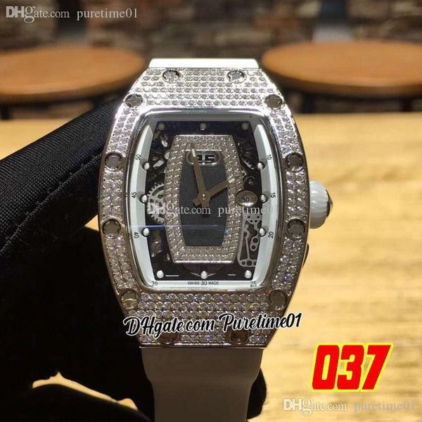 2022 Margot Robbie Miyota Automática mulher feminino assista aço diamantes case grande date diamante diamante tira de borracha branca super edição 6 estilos puretime01 e77-037c3