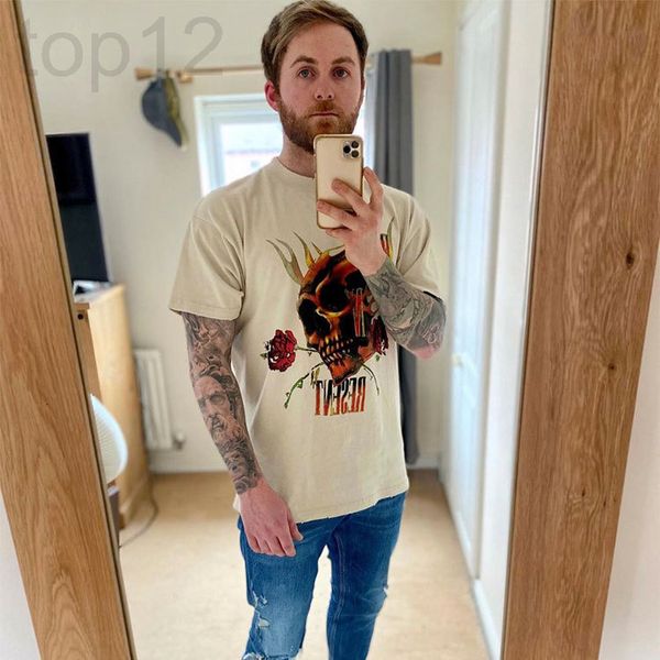 

men's t-shirts designer represent22ss rose skeleton theme t-shirt o4zw, White;black