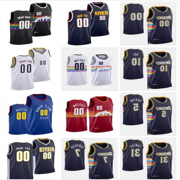 

75th custom mens womens youth denver''nuggets''5 will barton 9 davon reed 6 bryn forbes 7 facundo campazzo 31 vlatko can, Black;red