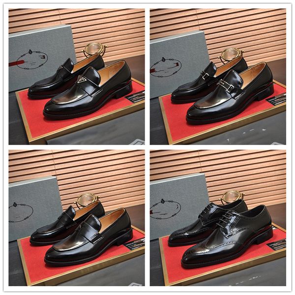 

4 style luxury men dress shoes designer spikes flat loafers sneakers mens oxford derby shoe suede patent leather rivetsshoe 35-45, Black