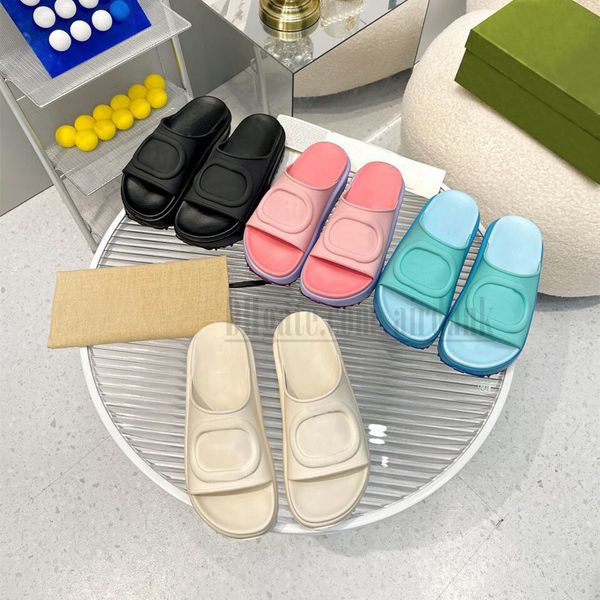 

dearfoam 2023 pink slipper luxury brands designer sandal lady slides beach platform wedge ladies rainbows summer rubber slippers for black w