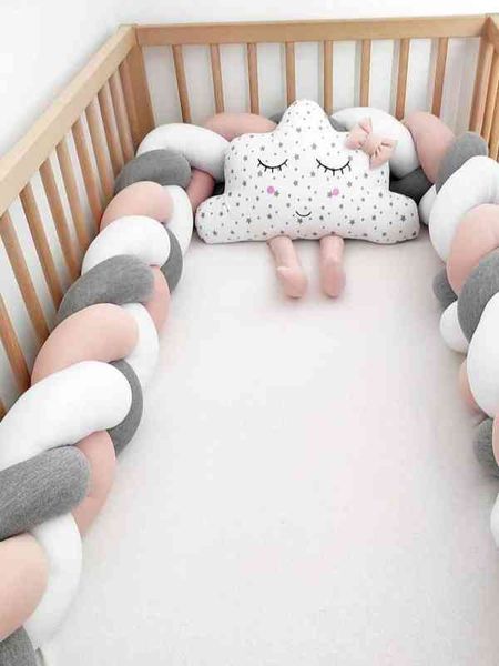 

baby bumper bed braid knot pillow cushion bumper tresse de lit bebe crib protector cot bumper room decor crib bedding set aa220326