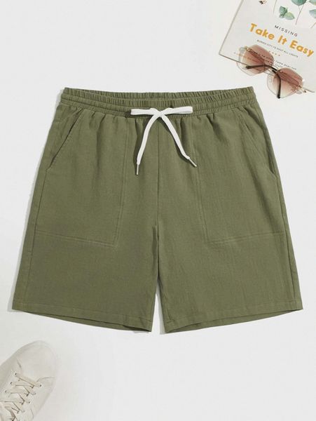 

men solid drawstring dual pocket shorts k4uu#, White;black