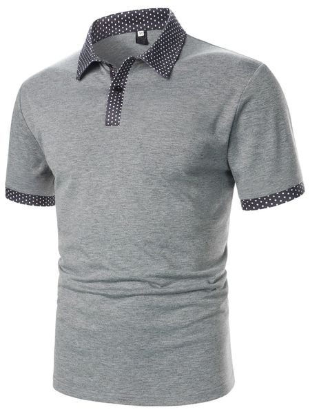 

men contrast polka dot collar polo shirt 67zq#, White;black