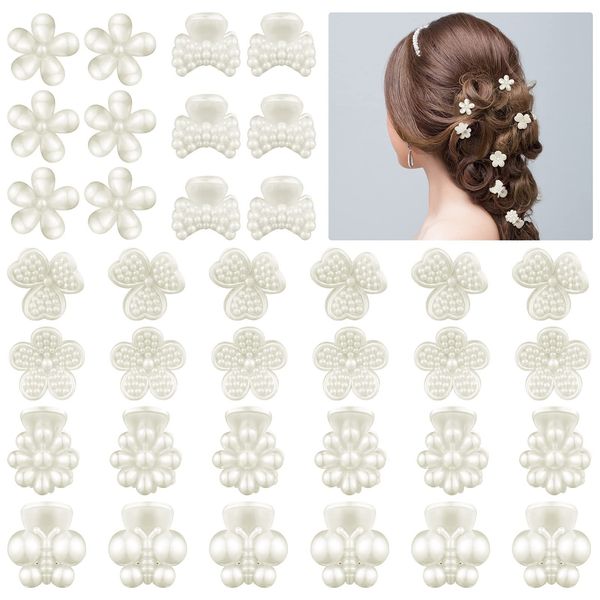 

hair clips barrettes mini pearl claw clip small for women girls non slip daisy butterfly flower retro pins bangs accessories wedding amtqo, Golden;silver