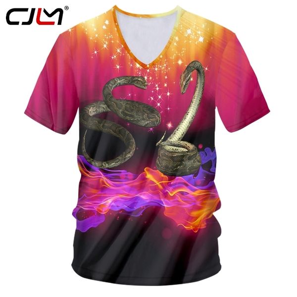 Herrenhemden Casual Starry Flame Snake Vneck T-Shirt Drop Summer China 3D T-Shirt Lieferanten Großhandel 220623