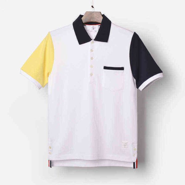 

2022 tb summer contrast polo shirt tb short sleeve men's cotton casual polo shirt high designer leisure leisure young versatile, White;black