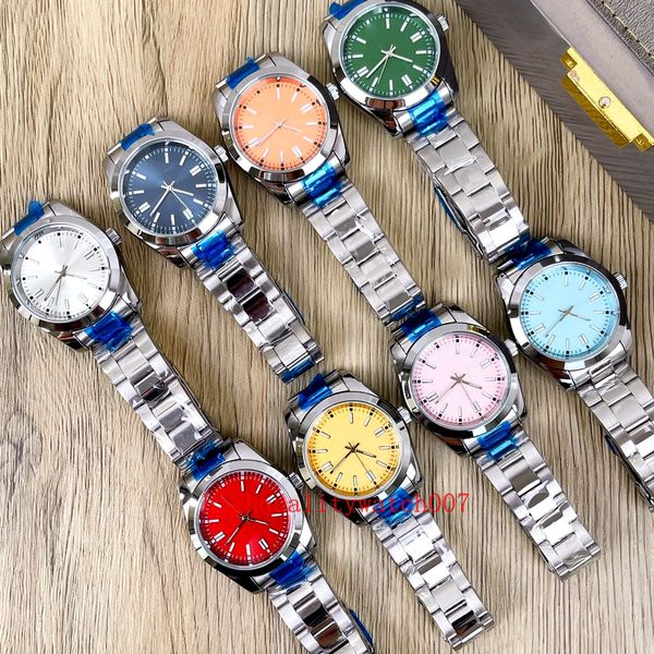relógios masculinos automáticos mais vendidos 41mm prata preto vermelho amarelo azul mostrador 124300 pulseira de aço inoxidável eta 2813 movimento excelente relógio de relógio masculino