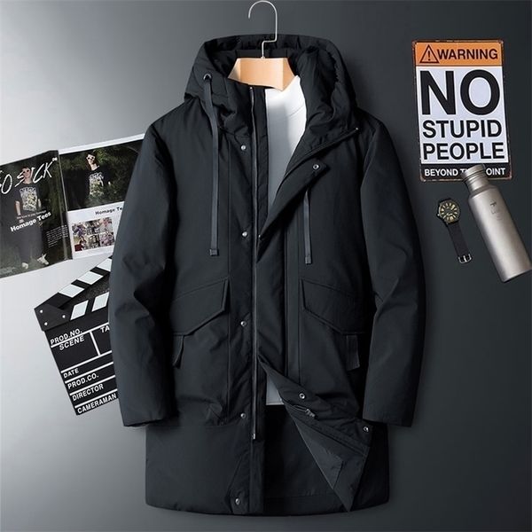 

winter down coats men fashion warm thick down jacket mens brand clothing parkas outerwear coat long big size casual jackets 201116, Black