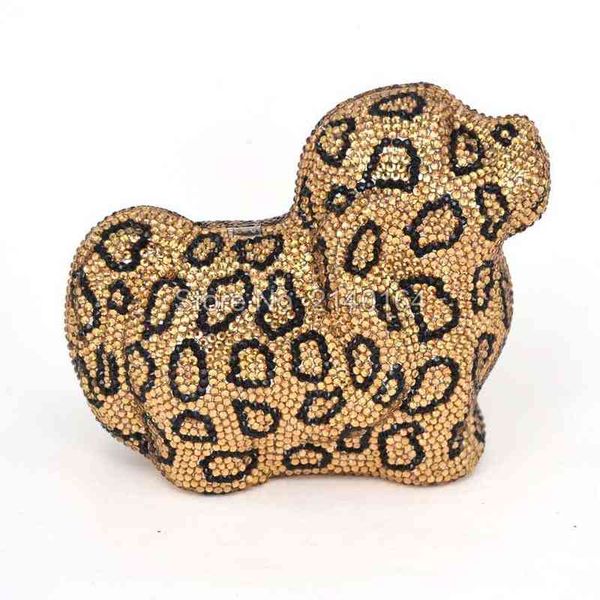 

nxy evening bags caja de regalo para boda, bolso mano con minaudiere varios cristales, metal perro, noche mujer, 0428