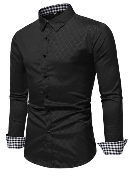 

men gingham & argyle print shirt 0304#, White;black