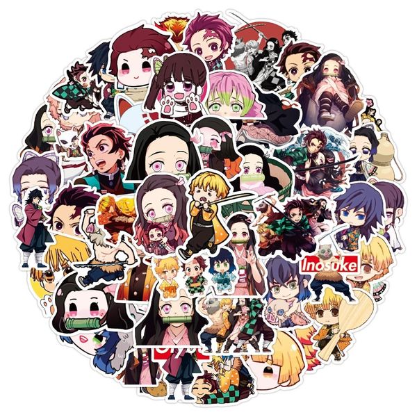 

waterproof sticker 50/100 pcs anime stickers demon slayer kimetsu no yaiba cool vinyl decals for lapskateboard luggage car bike waterproof c