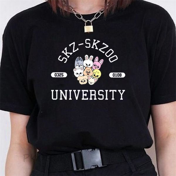 Kpop Coreano Moda Donna Stray Bambini SKZOO Università Leebit T Shirt Harajuku Estate Donna T-Shirt Casual Abbigliamento Estetico 220506