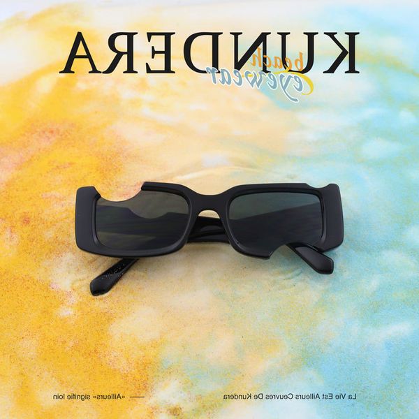 

2022 fashionrectangle off notch hole small sunglasses women's sunglasses men's fashion net red hip hop personality, White;black