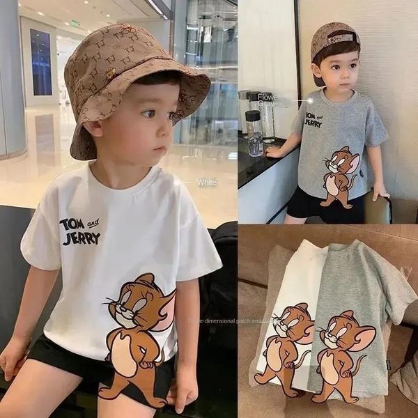 

summer boys and girls cartoon t-shirts embroidery printed short sleeve middle childrens t-shirt bottom of shirt, Blue