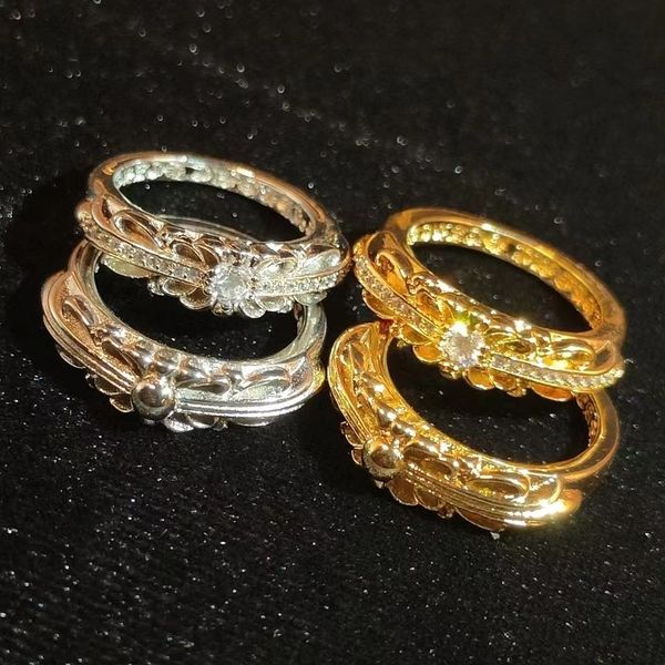 

american design 925 silver cross 22k gold ring men's and women's fashion personalized zircon ring, Golden;silver