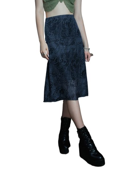 

romwe fairy grunge graphic print skirt o8ft#, Black